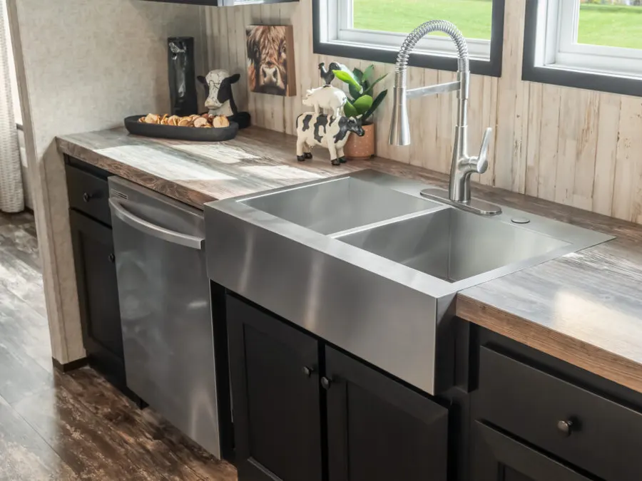 Stainless steel farmhouse sink Kitchen selection from Clayton Savannah Decor & Options