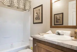The lodge bathroom home features