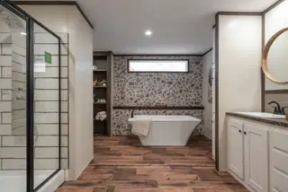 Mountain view bathroom home features