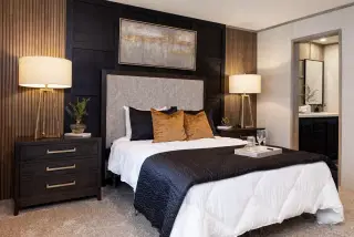 The dark sands bedroom home features
