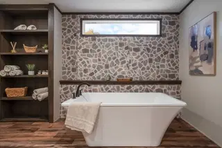 Mountain view bathroom home features