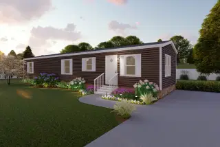 The lodge elevation and exterior home features