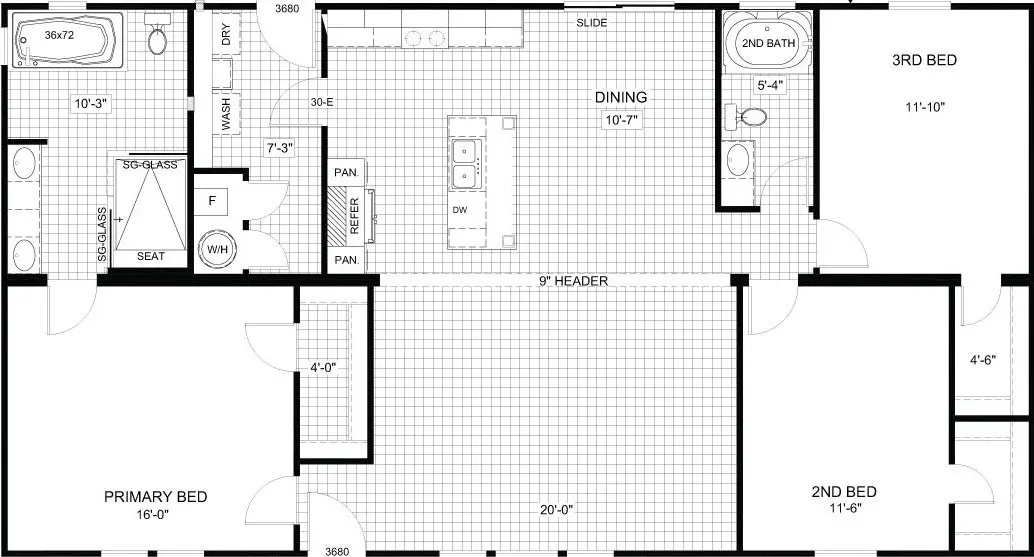 The parker floor plan home features