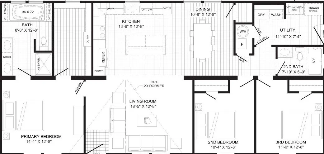 The jefferson floor plan home features