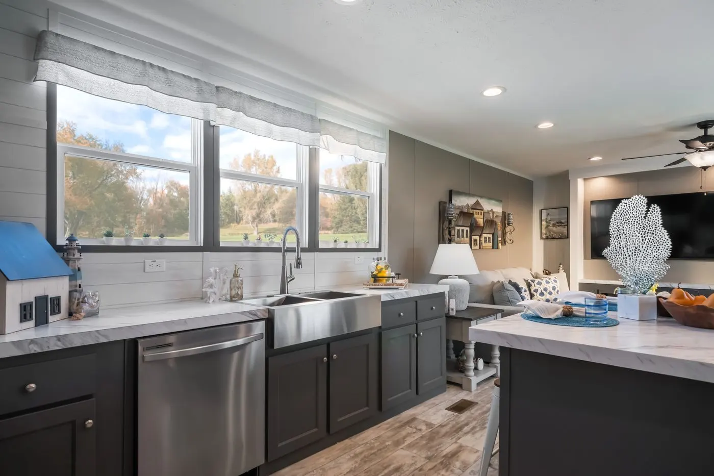 The THE DRIFTWOOD Kitchen. This Manufactured Mobile Home features 3 bedrooms and 2 baths.
