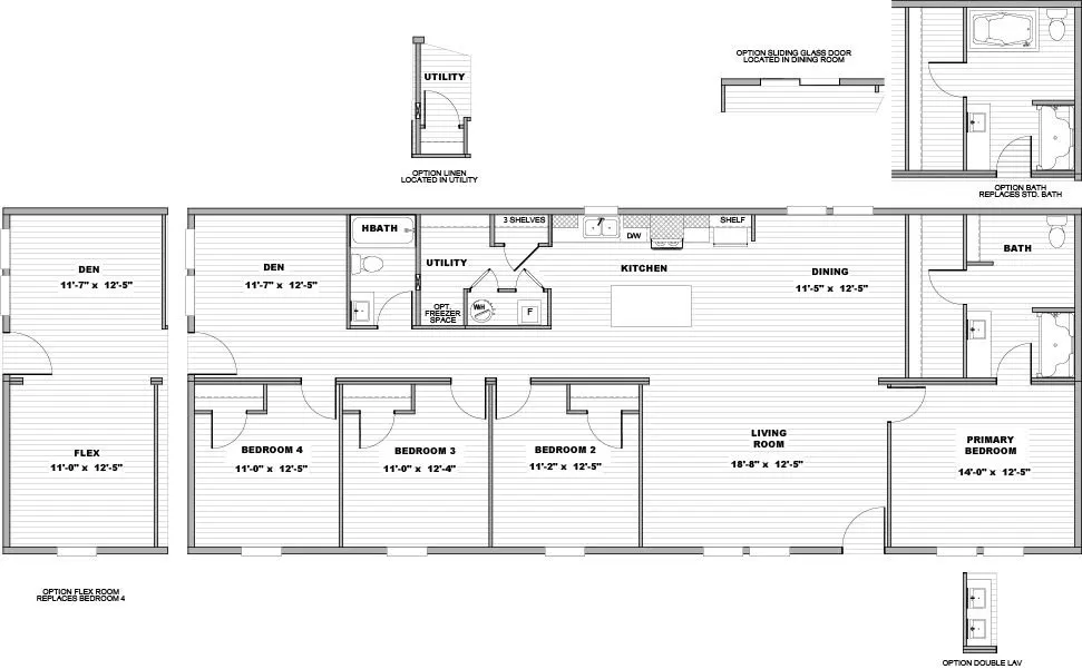 Solace 4-bedroom, 2-bath floor plan