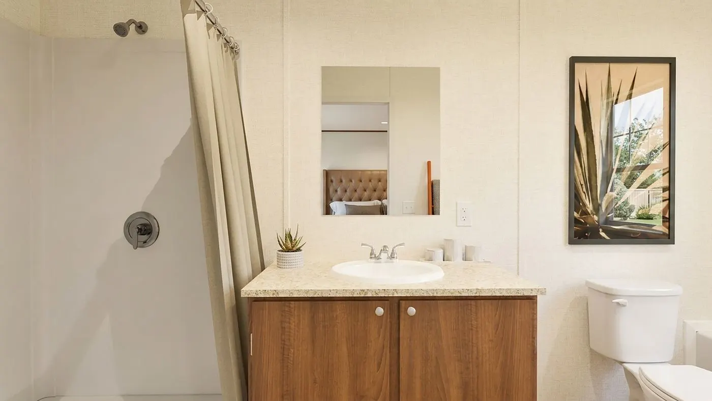 The ASPEN Primary Bathroom. This Manufactured Mobile Home features 3 bedrooms and 2 baths.