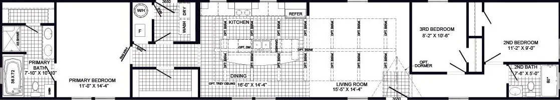 The dewey floor plan home features