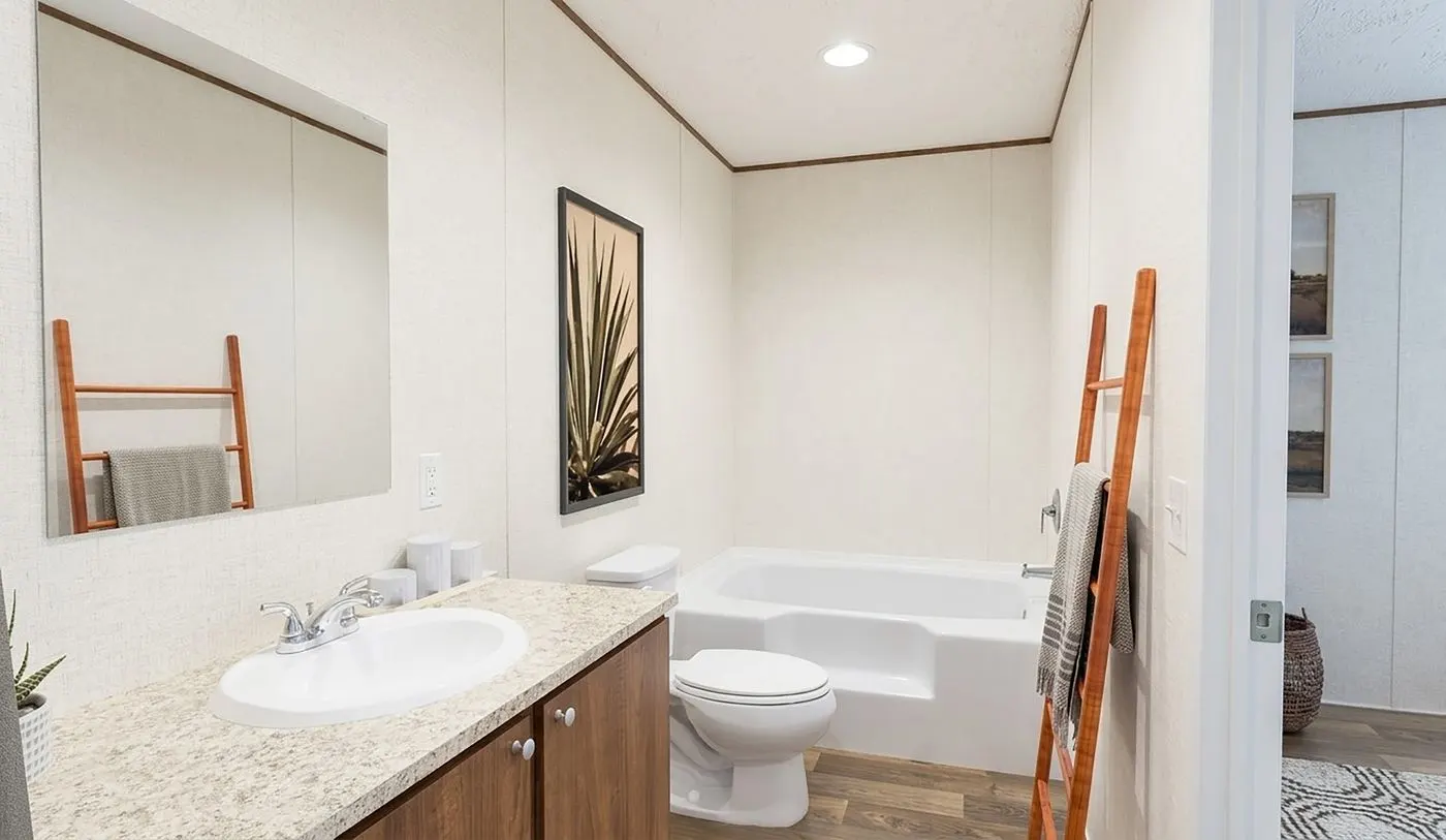 The ASPEN Primary Bathroom. This Manufactured Mobile Home features 3 bedrooms and 2 baths.