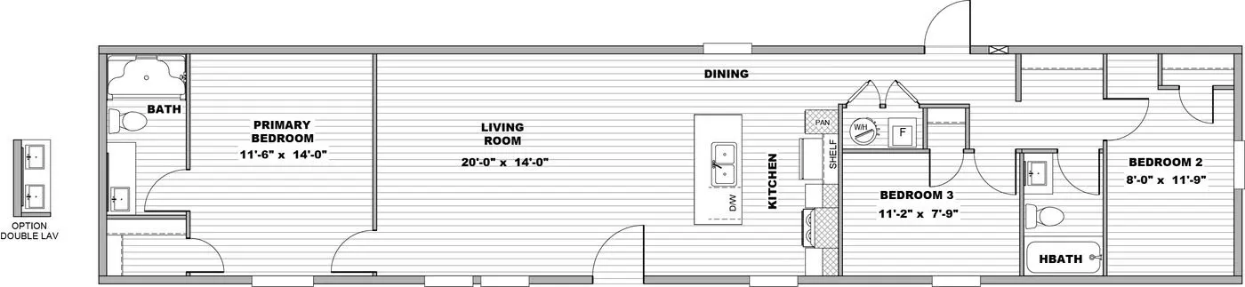 Lumen 3-bedroom, 2-bath floor plan