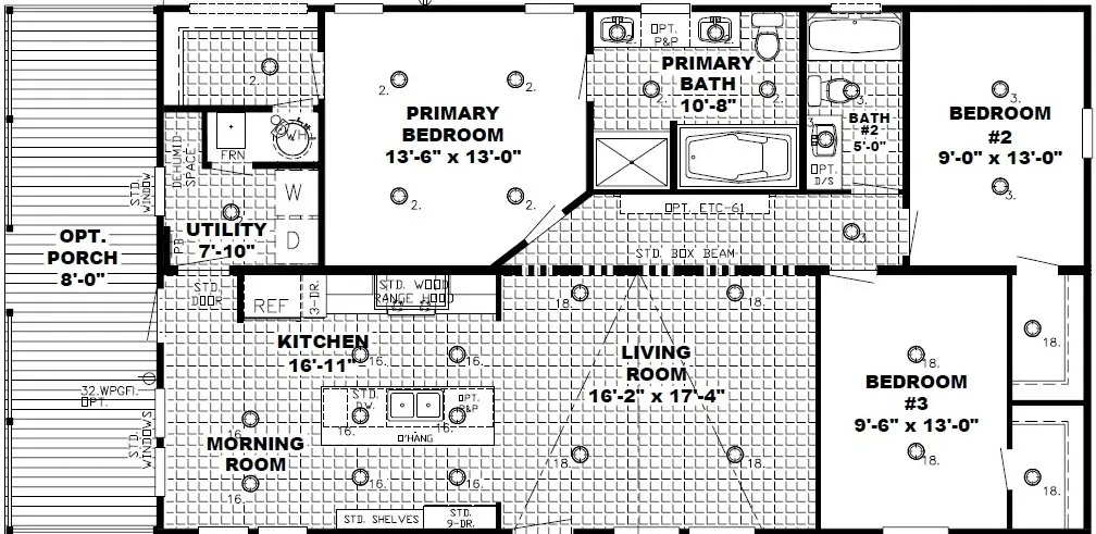 The southern farmhouse 1312 floor plan home features