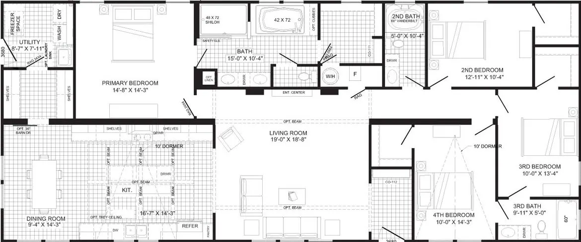 The emma jean floor plan home features